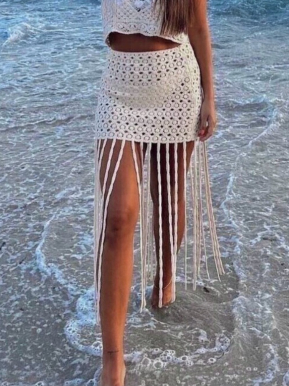 Zara Fringed Crochet Skirt - Picture 2 of 16